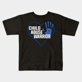 Child Abuse Awareness Warrior Blue Heart Kids T-Shirt